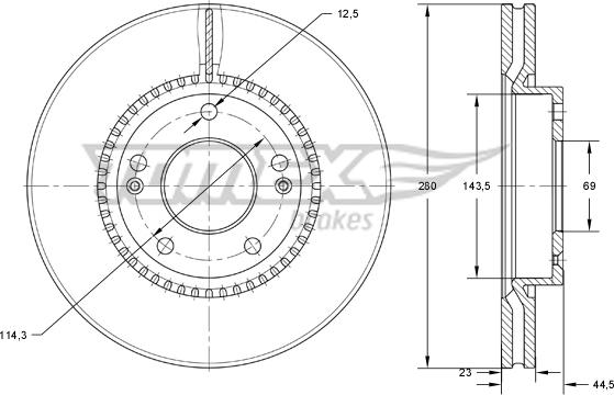 TOMEX brakes TX 73-30 - Brake Disc autospares.lv