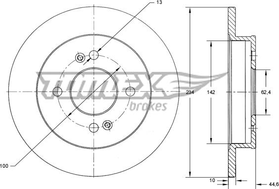 TOMEX brakes TX 73-38 - Brake Disc autospares.lv