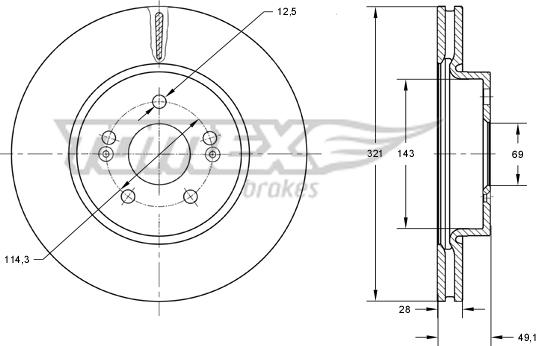 TOMEX brakes TX 73-32 - Brake Disc autospares.lv