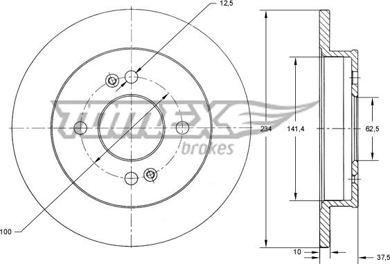 TOMEX brakes TX 73-37 - Brake Disc autospares.lv