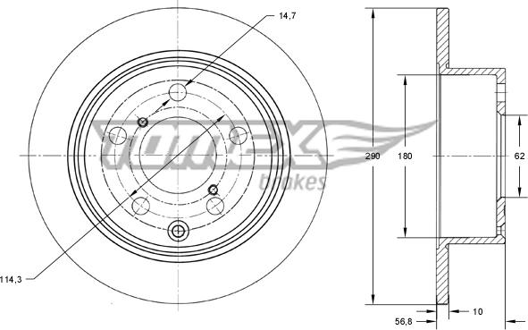 TOMEX brakes TX 73-24 - Brake Disc autospares.lv