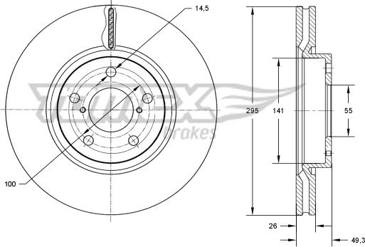 TOMEX brakes TX 73-25 - Brake Disc autospares.lv