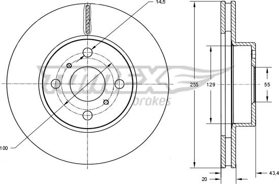 TOMEX brakes TX 73-26 - Brake Disc autospares.lv