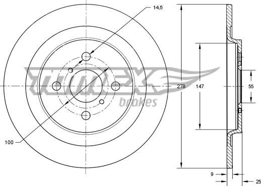 TOMEX brakes TX 73-27 - Brake Disc autospares.lv