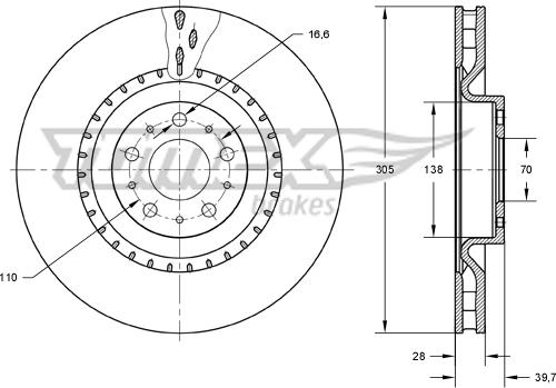 TOMEX brakes TX 73-74 - Brake Disc autospares.lv