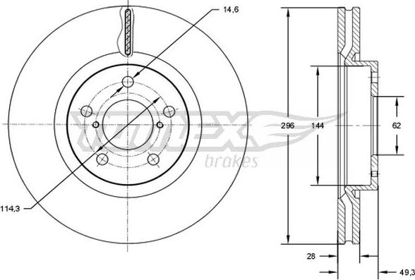 TOMEX brakes TX 72-94 - Brake Disc autospares.lv