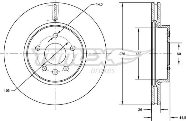 TOMEX brakes TX 72-49 - Brake Disc autospares.lv