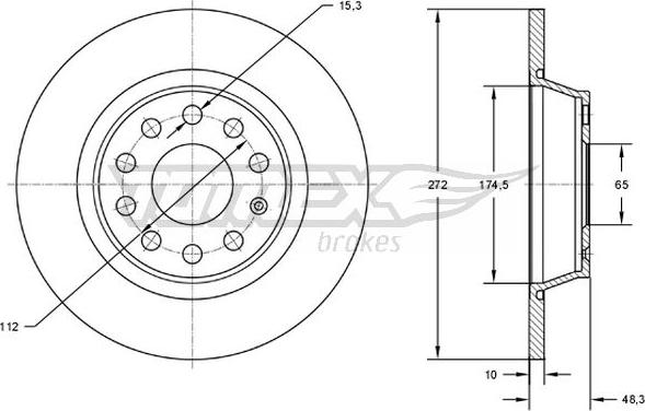 TOMEX brakes TX 72-45 - Brake Disc autospares.lv