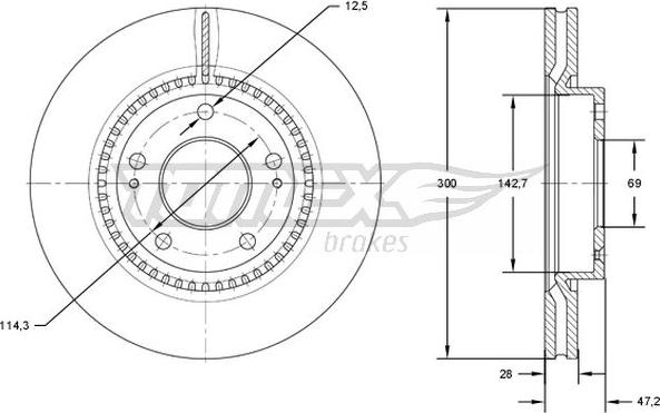 TOMEX brakes TX 72-47 - Brake Disc autospares.lv