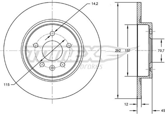 TOMEX brakes TX 72-59 - Brake Disc autospares.lv