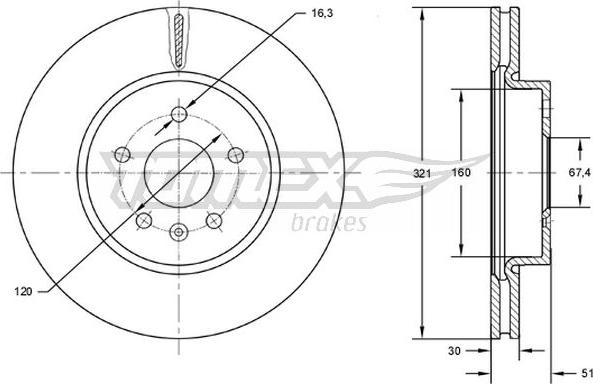 TOMEX brakes TX 72-55 - Brake Disc autospares.lv