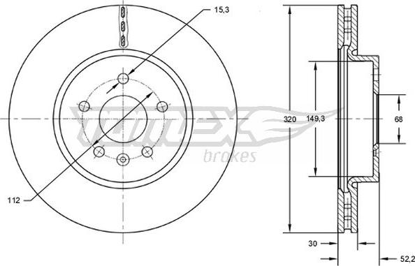 TOMEX brakes TX 72-56 - Brake Disc autospares.lv