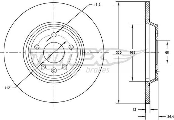 TOMEX brakes TX 72-50 - Brake Disc autospares.lv