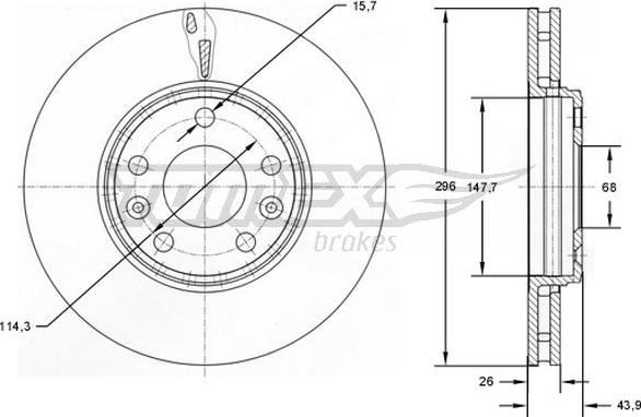 TOMEX brakes TX 72-51 - Brake Disc autospares.lv