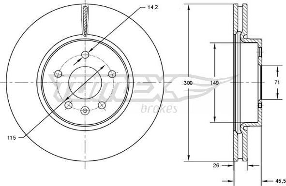 TOMEX brakes TX 72-53 - Brake Disc autospares.lv