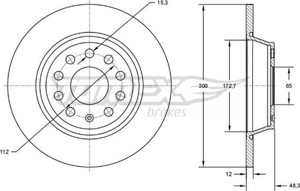 TOMEX brakes TX 72-69 - Brake Disc autospares.lv