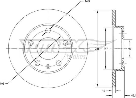 TOMEX brakes TX 72-65 - Brake Disc autospares.lv