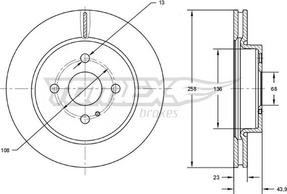 TOMEX brakes TX 72-66 - Brake Disc autospares.lv