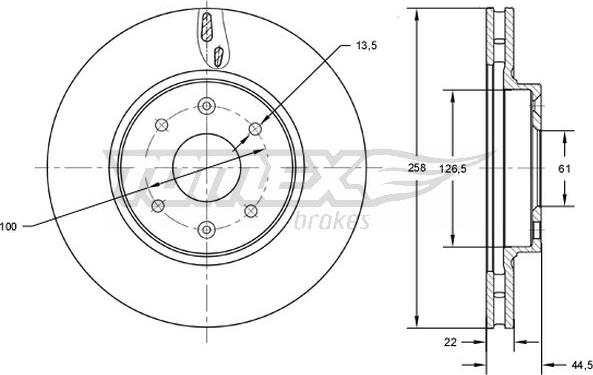 TOMEX brakes TX 72-60 - Brake Disc autospares.lv