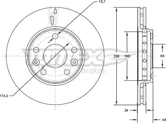 TOMEX brakes TX 72-61 - Brake Disc autospares.lv