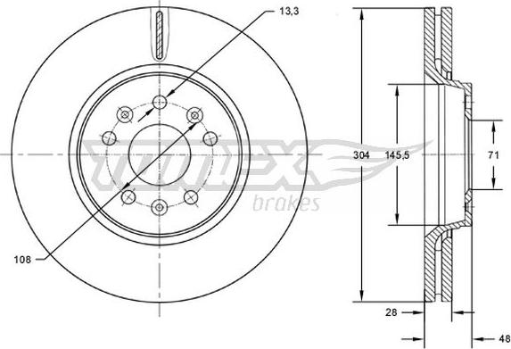 TOMEX brakes TX 72-63 - Brake Disc autospares.lv