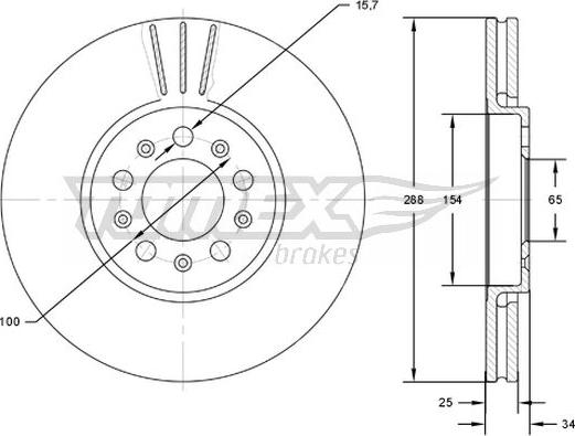 TOMEX brakes TX 72-04 - Brake Disc autospares.lv