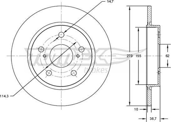 TOMEX brakes TX 72-00 - Brake Disc autospares.lv