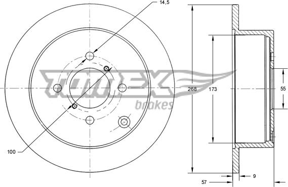 TOMEX brakes TX 72-19 - Brake Disc autospares.lv