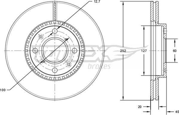 TOMEX brakes TX 72-14 - Brake Disc autospares.lv