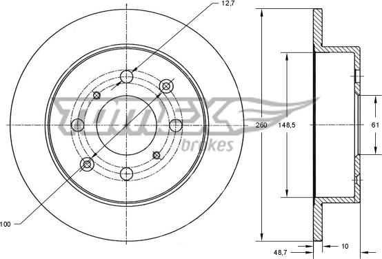 TOMEX brakes TX 72-18 - Brake Disc autospares.lv