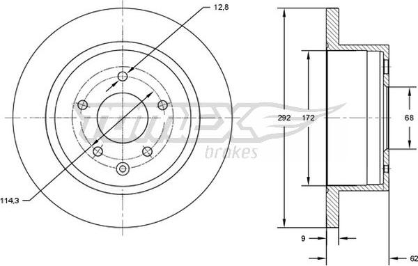 TOMEX brakes TX 72-89 - Brake Disc autospares.lv