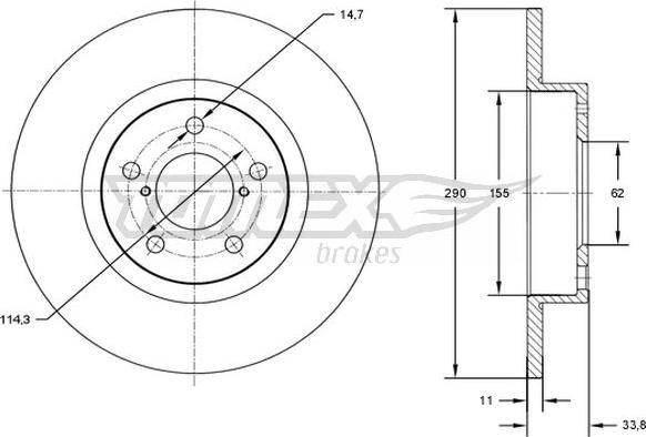 TOMEX brakes TX 72-86 - Brake Disc autospares.lv