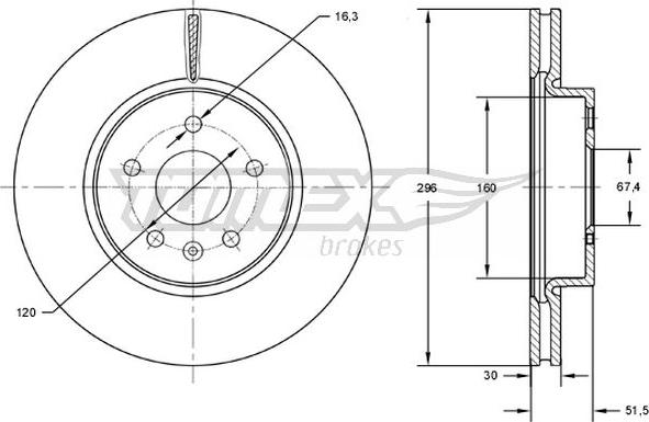 TOMEX brakes TX 72-88 - Brake Disc autospares.lv