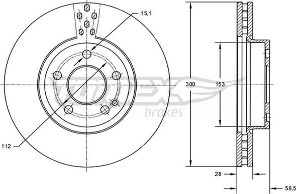 TOMEX brakes TX 72-31 - Brake Disc autospares.lv