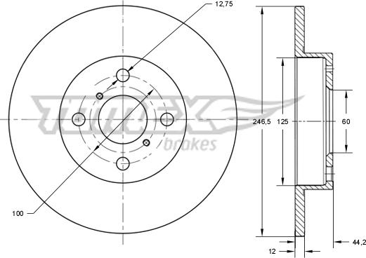 TOMEX brakes TX 72-29 - Brake Disc autospares.lv