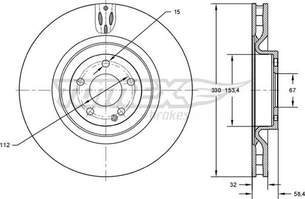 TOMEX brakes TX 72-75 - Brake Disc autospares.lv