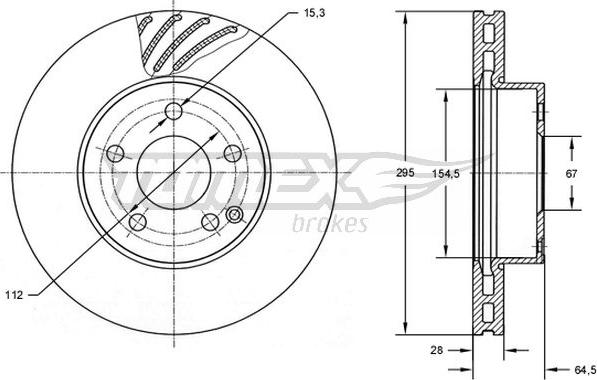 TOMEX brakes TX 72-76 - Brake Disc autospares.lv