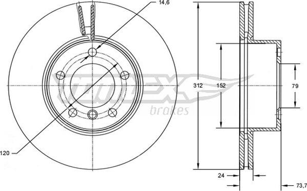 TOMEX brakes TX 72-78 - Brake Disc autospares.lv