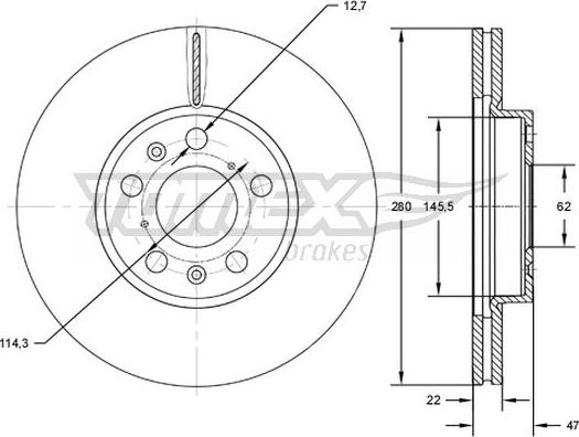 TOMEX brakes TX 72-73 - Brake Disc autospares.lv