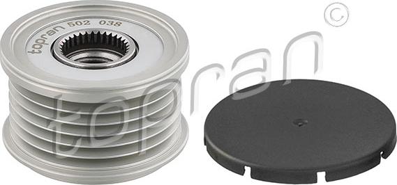 Topran 502 038 - Pulley, alternator, freewheel clutch autospares.lv