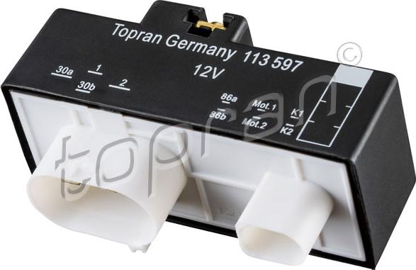 Topran 113 597 - Relay, cooling fan autospares.lv