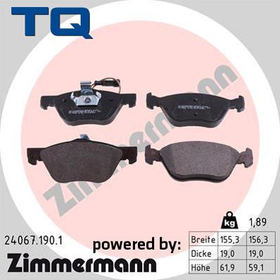 TQ 244807 - Brake Pad Set, disc brake autospares.lv