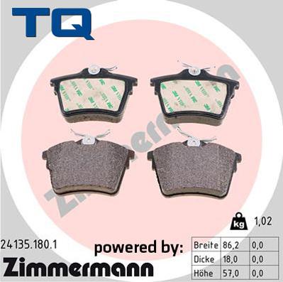 TQ 244734 - Brake Pad Set, disc brake autospares.lv