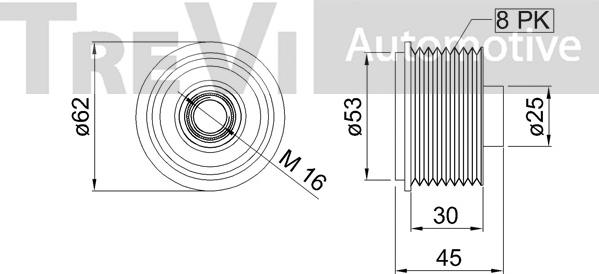 Trevi Automotive AP1068 - Pulley, alternator, freewheel clutch autospares.lv