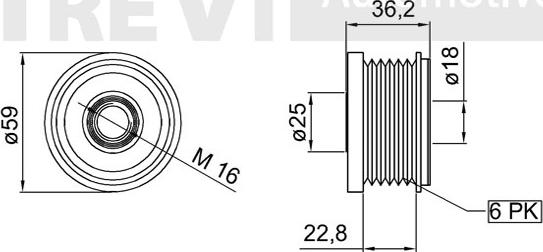 Trevi Automotive AP1085 - Pulley, alternator, freewheel clutch autospares.lv