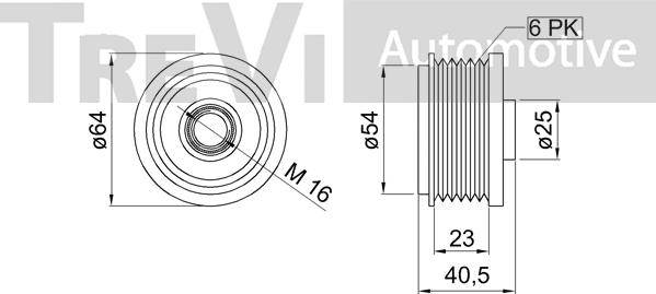 Trevi Automotive AP1222 - Pulley, alternator, freewheel clutch autospares.lv