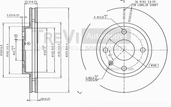 Trevi Automotive BD1097 - Brake Disc autospares.lv