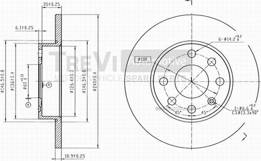 Trevi Automotive BD1045 - Brake Disc autospares.lv