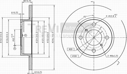 Trevi Automotive BD1048 - Brake Disc autospares.lv