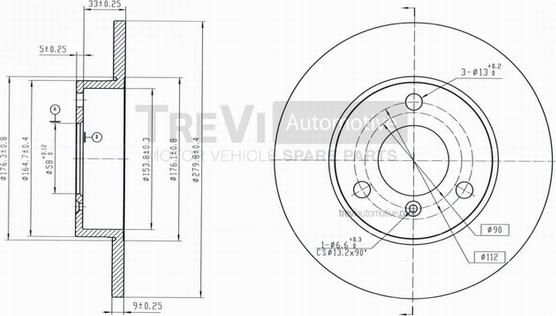 Trevi Automotive BD1043 - Brake Disc autospares.lv